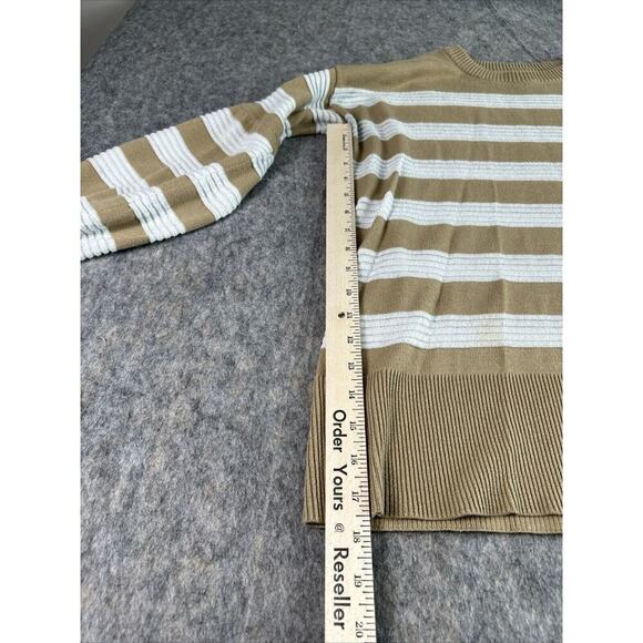 Lee Women Brown /white Stripe Pullover‎ Sweater Large - Picture 3 of 14